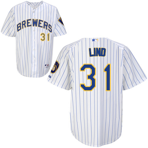 Adam Lind #31 MLB Jersey-Milwaukee Brewers Men's Authentic Alternate Home White Baseball Jersey